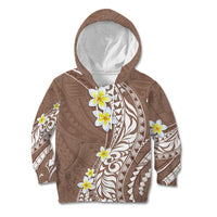 Hawaii Aloha Kid Hoodie Plumeria Vintage - Brown LT7 Hoodie Brown - Polynesian Pride