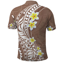 Hawaii Aloha Polo Shirt Plumeria Vintage - Brown LT7 - Polynesian Pride