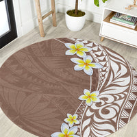 Hawaii Aloha Round Carpet Plumeria Vintage - Brown LT7 Brown - Polynesian Pride