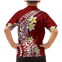 Hawaii Aloha Family Matching Mermaid Dress and Hawaiian Shirt Plumeria Vintage - Crimson LT7 - Polynesian Pride