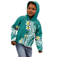 Hawaii Aloha Kid Hoodie Plumeria Vintage - Teal LT7 - Polynesian Pride