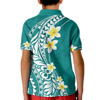 Hawaii Aloha Kid Polo Shirt Plumeria Vintage - Teal LT7 - Polynesian Pride