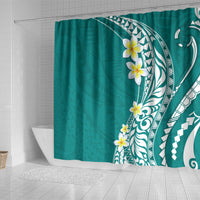 Hawaii Aloha Shower Curtain Plumeria Vintage - Teal LT7 - Polynesian Pride