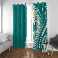 Hawaii Aloha Window Curtain Plumeria Vintage - Teal LT7 With Grommets Teal - Polynesian Pride