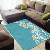 Hawaii Aloha Area Rug Plumeria Vintage - Turquoise LT7 - Polynesian Pride