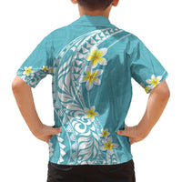 Hawaii Aloha Family Matching Long Sleeve Bodycon Dress and Hawaiian Shirt Plumeria Vintage - Turquoise LT7 - Polynesian Pride