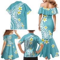 Hawaii Aloha Family Matching Mermaid Dress and Hawaiian Shirt Plumeria Vintage - Turquoise LT7 - Polynesian Pride