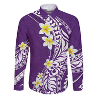 Hawaii Aloha Family Matching Puletasi Dress and Hawaiian Shirt Plumeria Vintage - Violet LT7 Dad's Shirt - Long Sleeve Violet - Polynesian Pride