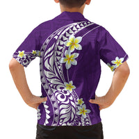 Hawaii Aloha Family Matching Tank Maxi Dress and Hawaiian Shirt Plumeria Vintage - Violet LT7 - Polynesian Pride