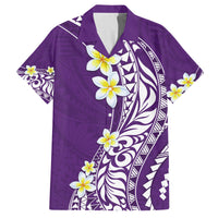 Hawaii Aloha Family Matching Tank Maxi Dress and Hawaiian Shirt Plumeria Vintage - Violet LT7 Dad's Shirt - Short Sleeve Violet - Polynesian Pride