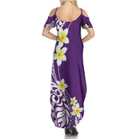 Hawaii Aloha Summer Maxi Dress Plumeria Vintage - Violet LT7 - Polynesian Pride