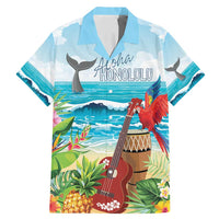 Aloha Honolulu Festival Family Matching Mermaid Dress and Hawaiian Shirt Ukulele By The Shore