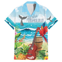 Aloha Honolulu Festival Family Matching Puletasi and Hawaiian Shirt Ukulele By The Shore