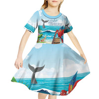 Aloha Honolulu Festival Kid Short Sleeve Dress Ukulele By The Shore