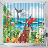 Aloha Honolulu Festival Shower Curtain Ukulele By The Shore