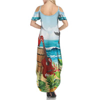 Aloha Honolulu Festival Summer Maxi Dress Ukulele By The Shore
