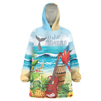 Aloha Honolulu Festival Wearable Blanket Hoodie Ukulele By The Shore