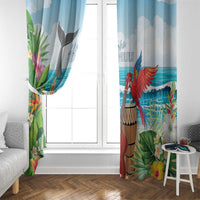 Aloha Honolulu Festival Window Curtain Ukulele By The Shore