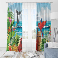 Aloha Honolulu Festival Window Curtain Ukulele By The Shore