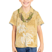Aloha Honolulu Festival Family Matching Puletasi and Hawaiian Shirt Hawaii Kapa Mix Flowers Lei