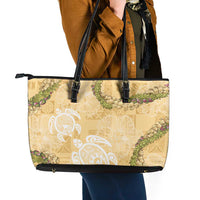 Aloha Honolulu Festival Leather Tote Bag Hawaii Kapa Mix Flowers Lei LT7 - Polynesian Pride