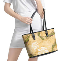 Aloha Honolulu Festival Leather Tote Bag Hawaii Kapa Mix Flowers Lei LT7 - Polynesian Pride