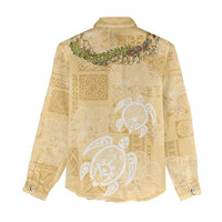 Aloha Honolulu Festival Women Casual Shirt Hawaii Kapa Mix Flowers Lei