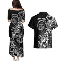 Polynesia Beach Volleyball Personalized Couples Matching Puletasi and Hawaiian Shirt Basic