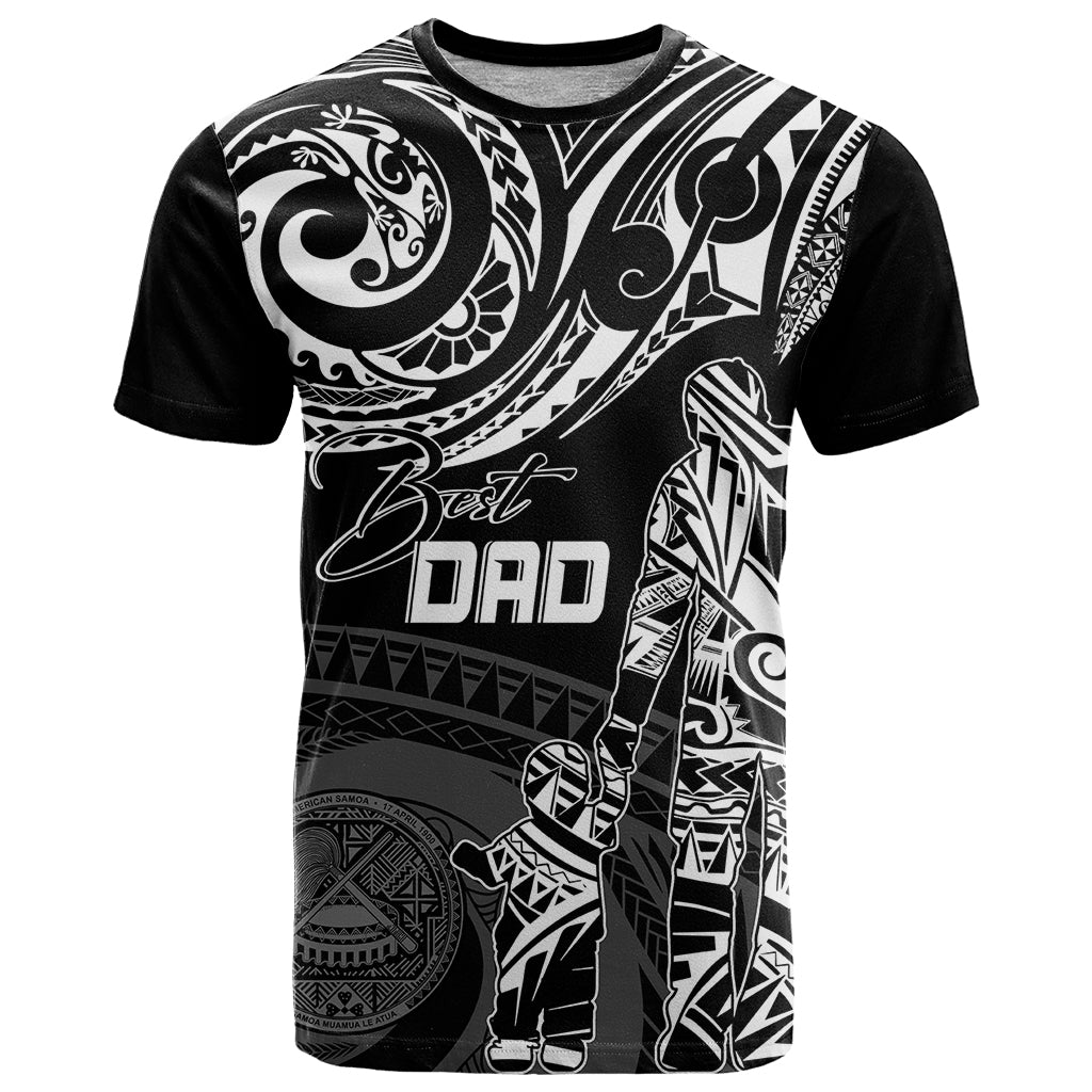Custom Fathers Day American Samoa T Shirt Polynesian Dad & Kid LT7 Black - Polynesian Pride