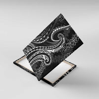 Polynesia Plumeria Lei Canvas Wall Art Black Curves Motif