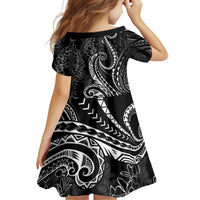 Polynesia Plumeria Lei Family Matching Off Shoulder Short Dress and Hawaiian Shirt Black Curves Motif