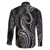 Polynesia Plumeria Lei Family Matching Puletasi and Hawaiian Shirt Black Curves Motif LT7 - Polynesian Pride