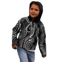 Polynesia Plumeria Lei Kid Hoodie Black Curves Motif