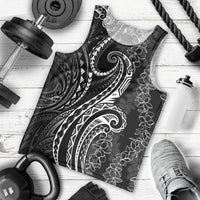 Polynesia Plumeria Lei Men Tank Top Black Curves Motif