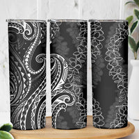 Polynesia Plumeria Lei Skinny Tumbler Black Curves Motif LT7 - Polynesian Pride