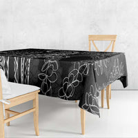 Polynesia Plumeria Lei Tablecloth Black Curves Motif