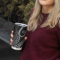 Polynesia Plumeria Lei Tumbler Cup Black Curves Motif