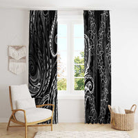 Polynesia Plumeria Lei Window Curtain Black Curves Motif