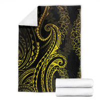 Polynesia Plumeria Lei Blanket Black Gold Curves Motif