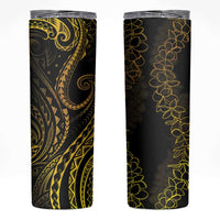 Polynesia Plumeria Lei Skinny Tumbler Black Gold Curves Motif LT7 Gold - Polynesian Pride