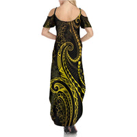 Polynesia Plumeria Lei Summer Maxi Dress Black Gold Curves Motif