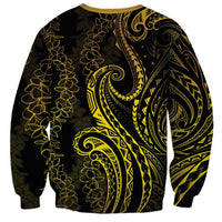 Polynesia Plumeria Lei Sweatshirt Black Gold Curves Motif