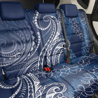 Polynesia Plumeria Lei Back Car Seat Cover Navy Blue Curves Motif