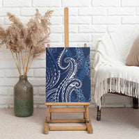Polynesia Plumeria Lei Canvas Wall Art Navy Blue Curves Motif LT7 - Polynesian Pride