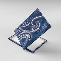Polynesia Plumeria Lei Canvas Wall Art Navy Blue Curves Motif LT7 With Frame Navy Blue - Polynesian Pride
