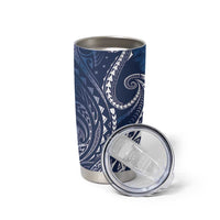 Polynesia Plumeria Lei Tumbler Cup Navy Blue Curves Motif