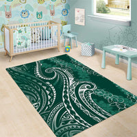 Polynesia Plumeria Lei Area Rug Sage Green Curves Motif