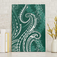 Polynesia Plumeria Lei Canvas Wall Art Sage Green Curves Motif