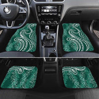 Polynesia Plumeria Lei Car Mats Sage Green Curves Motif