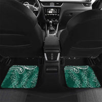 Polynesia Plumeria Lei Car Mats Sage Green Curves Motif